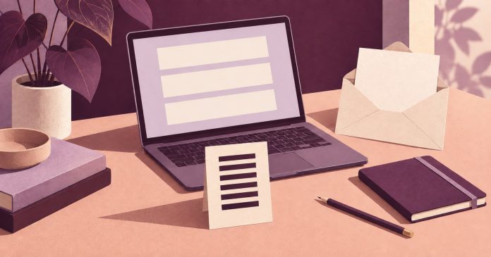 Understanding a written I Ching reading A plum and cream illustration of a laptop, envelope and organised reading notes.