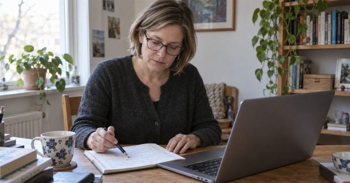 Can Psychic Predictions Be Proven? Meaning, Evidence and Fair Checks Woman comparing a notebook record with information on her laptop at home.